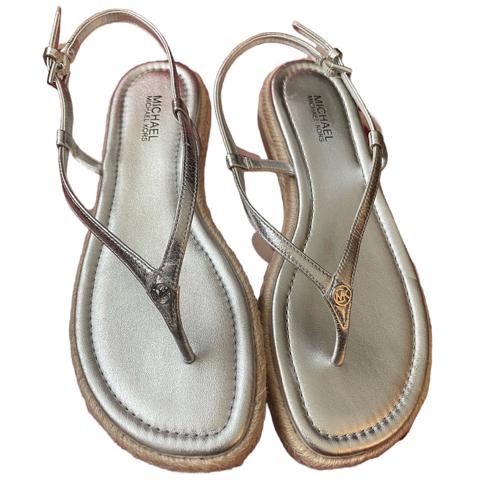 Michael Kors Women's Silver Sandals - Picture 1 of 4
